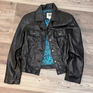 Vintage 90’s Rampage Faux Leather Jacket with Blue Snake Skin Interior Pattern